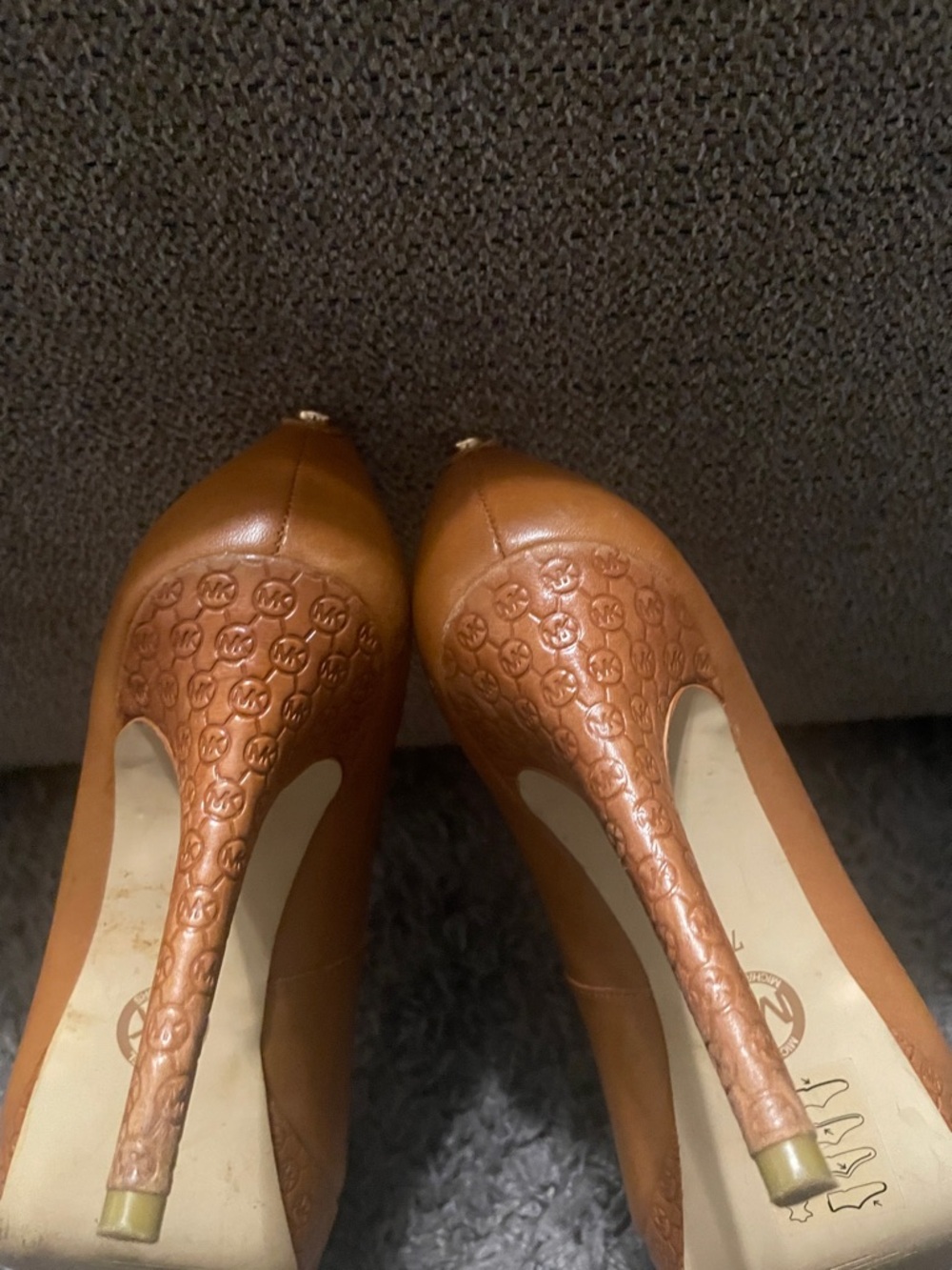 Michael Kors Cognac Leather Round-Toe Pumps - Picture 7 of 9